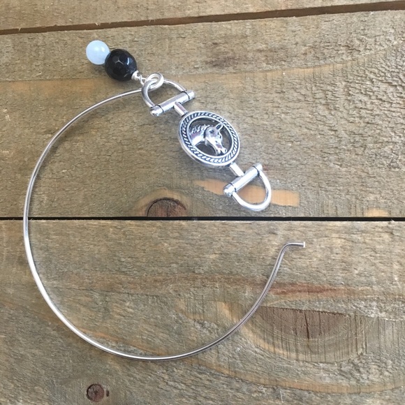 Horse Gemstone Bangle Bracelet - Picture 4 of 4